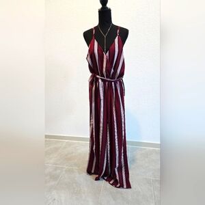 Striped Burgundy Jumpsuit (L)